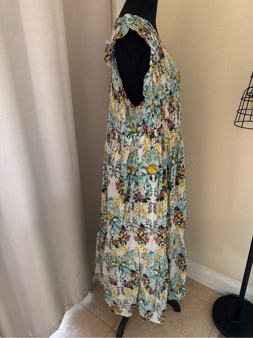 Anthropologie The Peregrine Midi Dress 2X Floral Boho Smocked Cottagecore - Picture 7 of 11